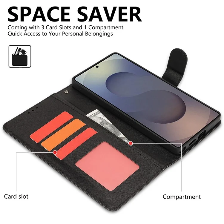 For Samsung Galaxy S24 Ultra Case RFID Blocking Flip Leather Phone Cover with Wrist Strap - Black