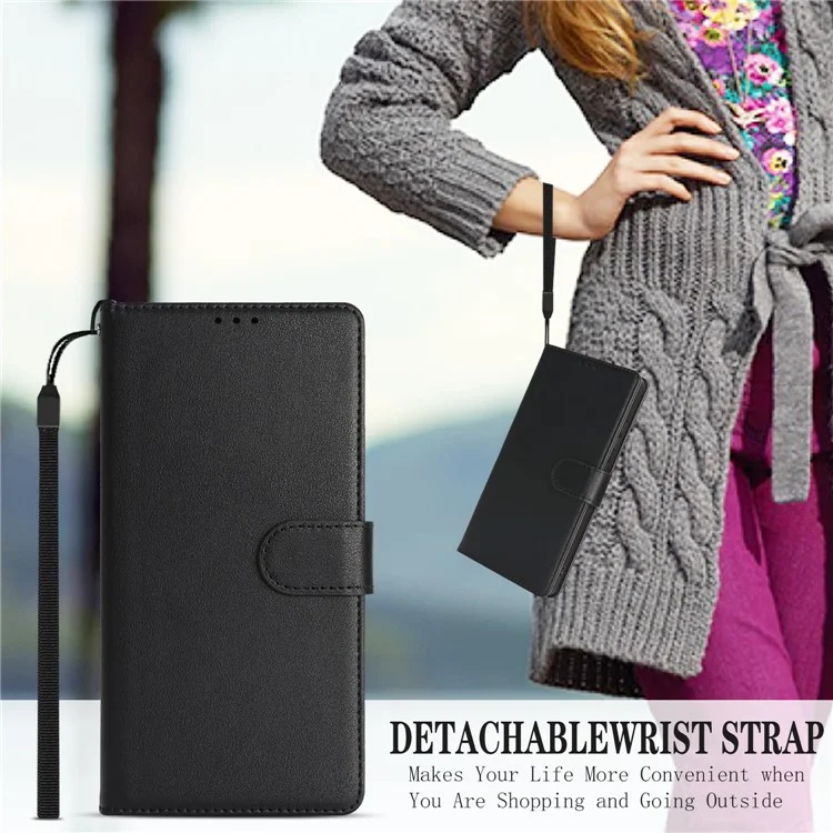 For Samsung Galaxy S24 Ultra Case RFID Blocking Flip Leather Phone Cover with Wrist Strap - Black