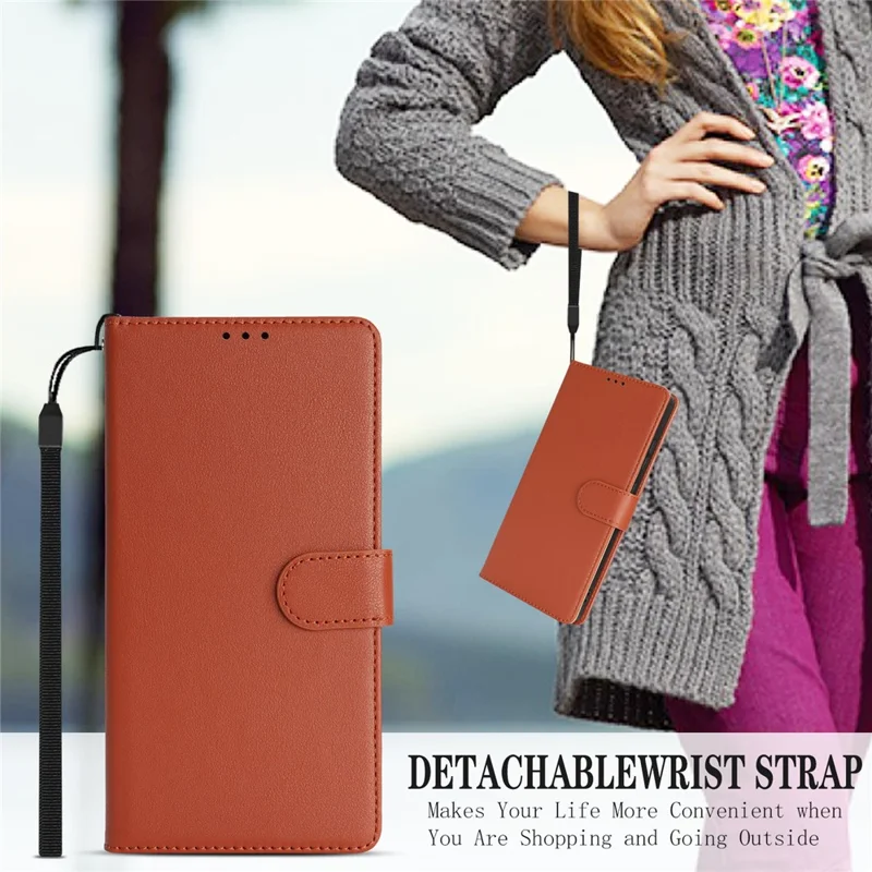 For Samsung Galaxy S23 Ultra / S22 Ultra 5G Case RFID Blocking Flip Leather Phone Cover with Wrist Strap - Orange