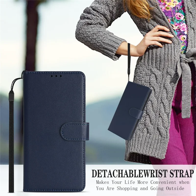 For Samsung Galaxy A26 5G Case RFID Blocking Flip Leather Phone Cover with Wrist Strap - Blue