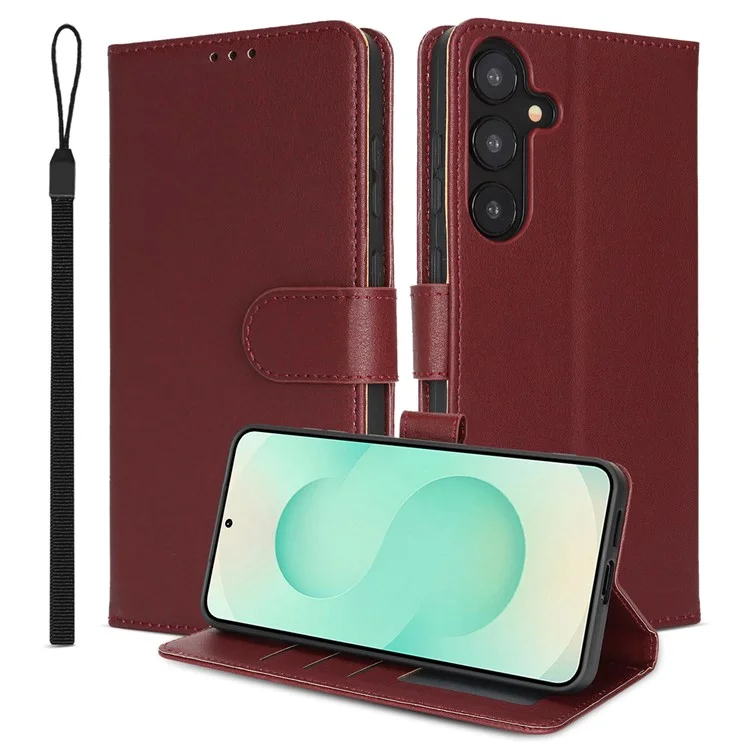 Étui en cuir à rabat pour Samsung Galaxy A26 5G avec blocage RFID et dragonne - Rouge