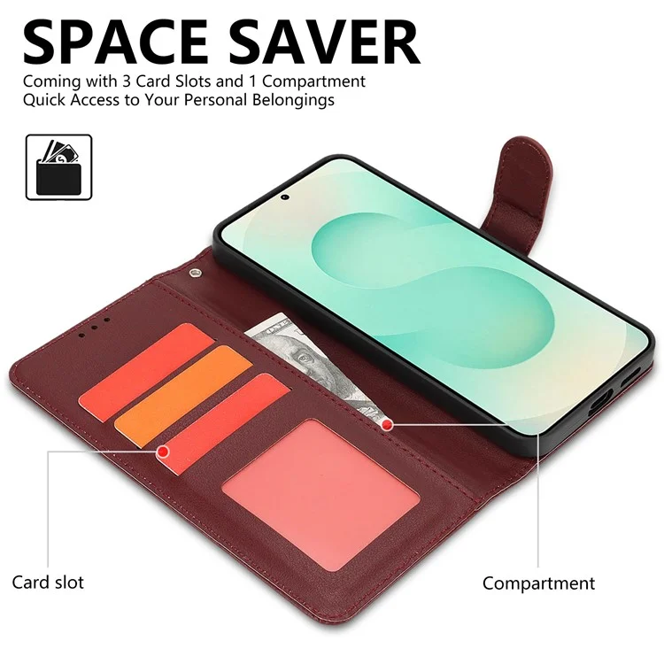 Étui en cuir à rabat pour Samsung Galaxy A26 5G avec blocage RFID et dragonne - Rouge