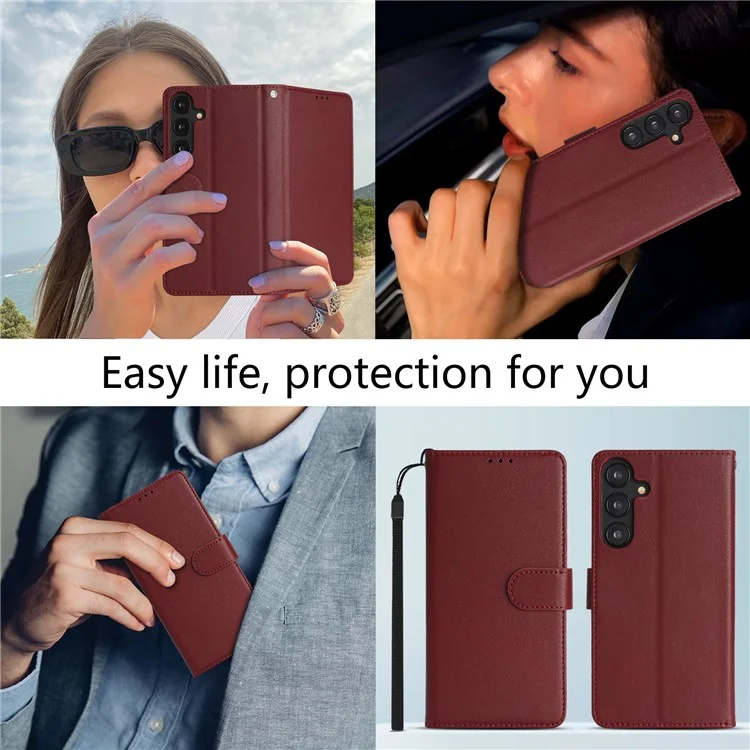 Étui en cuir à rabat pour Samsung Galaxy A26 5G avec blocage RFID et dragonne - Rouge