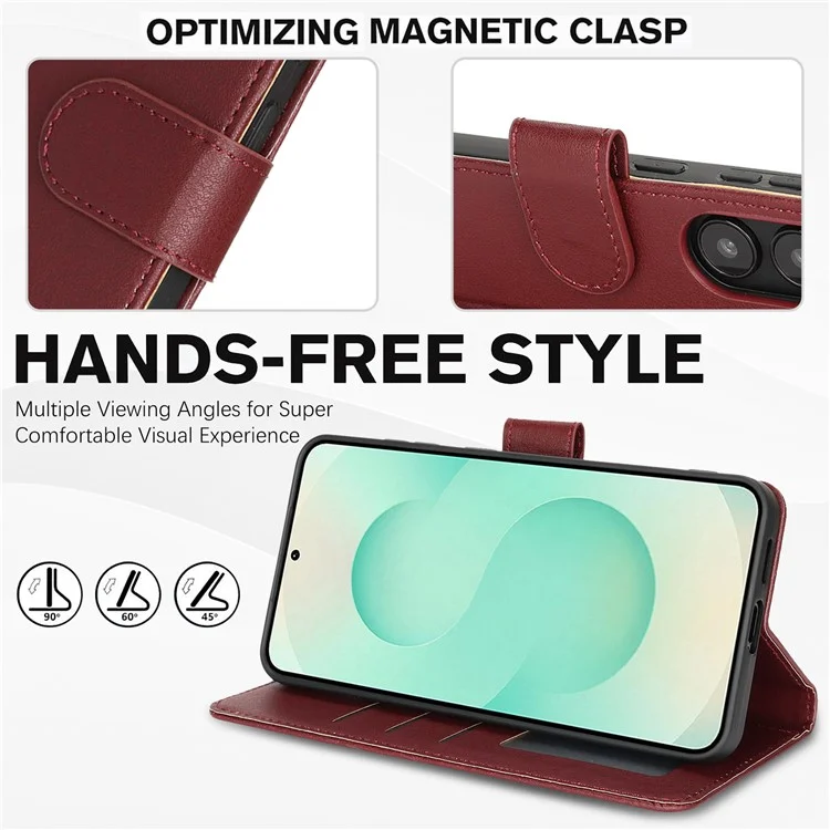Cover in pelle per Samsung Galaxy A35 5G con blocco RFID e cinturino da polso - Rosso