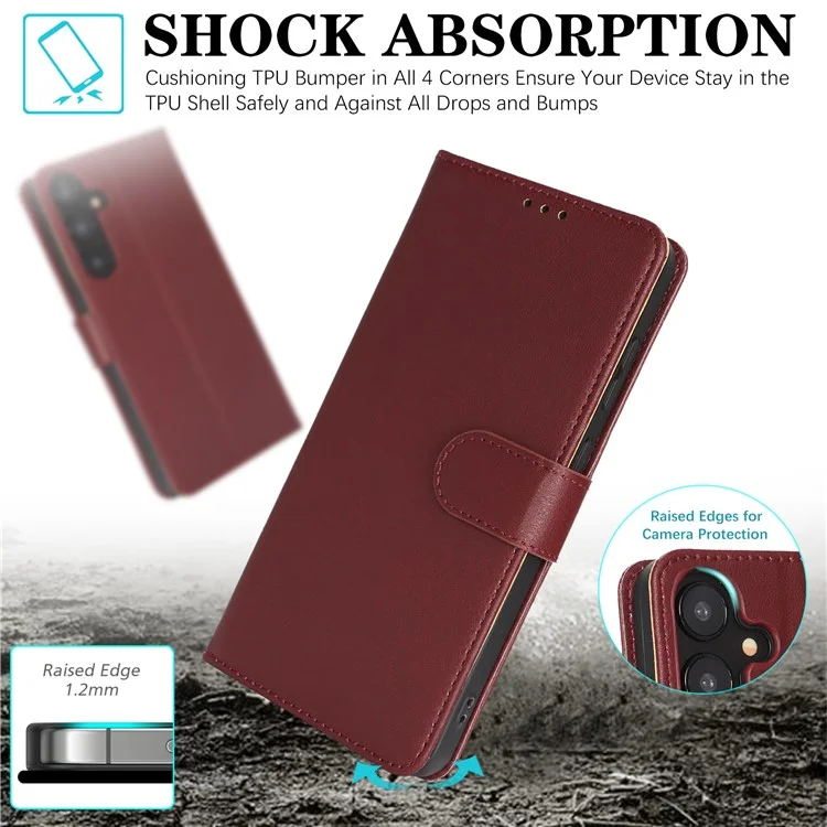 Cover in pelle per Samsung Galaxy A35 5G con blocco RFID e cinturino da polso - Rosso