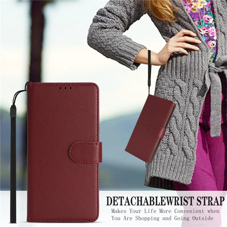 Cover in pelle per Samsung Galaxy A35 5G con blocco RFID e cinturino da polso - Rosso