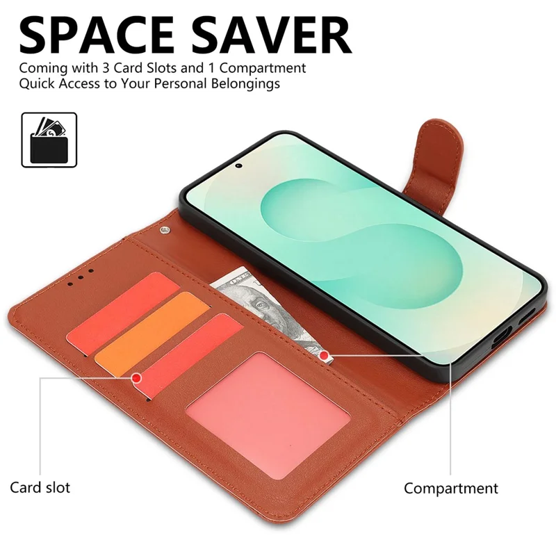 For Samsung Galaxy A35 5G Case RFID Blocking Flip Leather Phone Cover with Wrist Strap - Orange