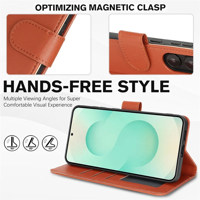 For Samsung Galaxy A35 5G Case RFID Blocking Flip Leather Phone Cover with Wrist Strap - Orange