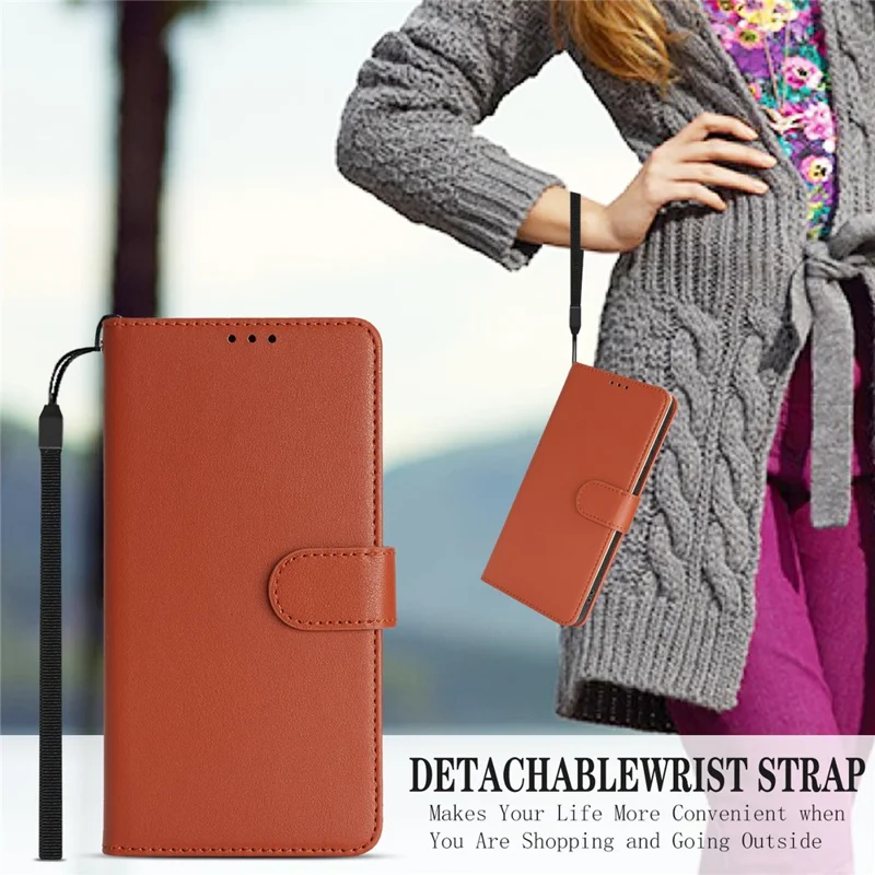 For Samsung Galaxy A35 5G Case RFID Blocking Flip Leather Phone Cover with Wrist Strap - Orange