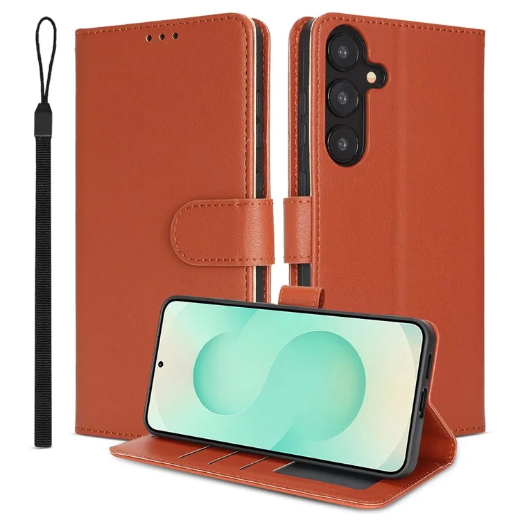 Étui pour Samsung Galaxy A25 5G (Global) (161,0 mm) avec Blocage RFID, Housse en Cuir à Rabat pour Téléphone avec Dragonne - Orange