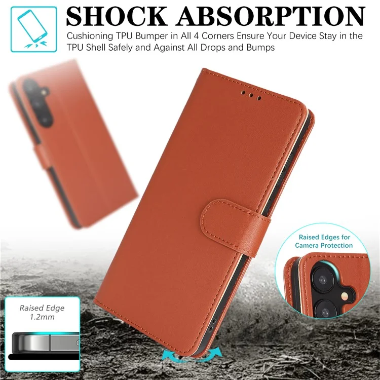 Étui pour Samsung Galaxy A25 5G (Global) (161,0 mm) avec Blocage RFID, Housse en Cuir à Rabat pour Téléphone avec Dragonne - Orange