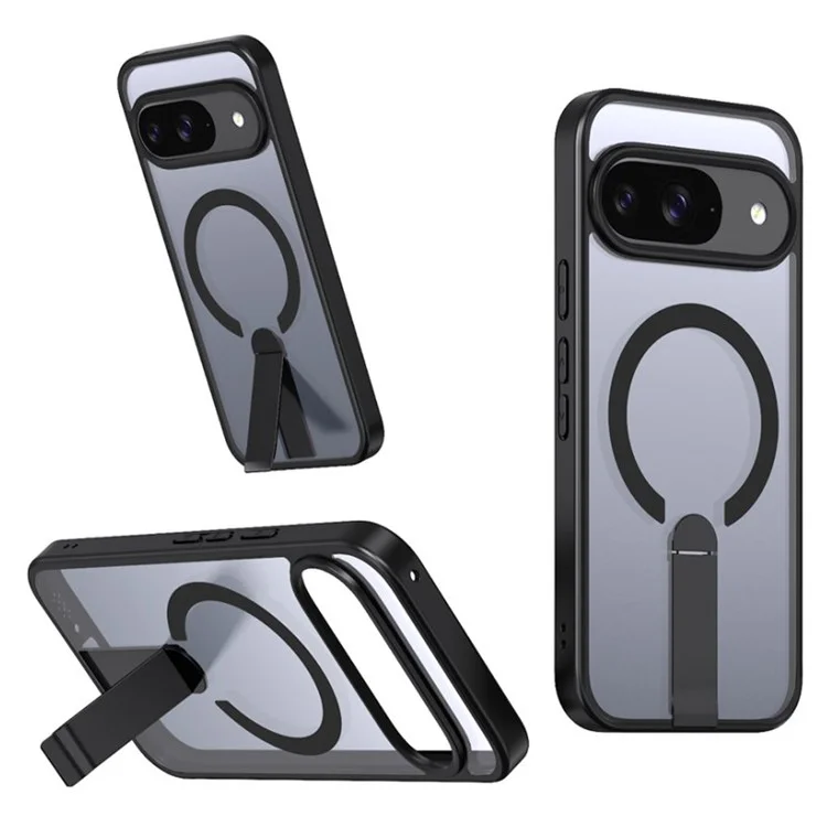 Phone Case For Google Pixel 10 / 10 Pro / 9 / 9 Pro Compatible with MagSafe Kickstand TPU + Acrylic Cover - Black