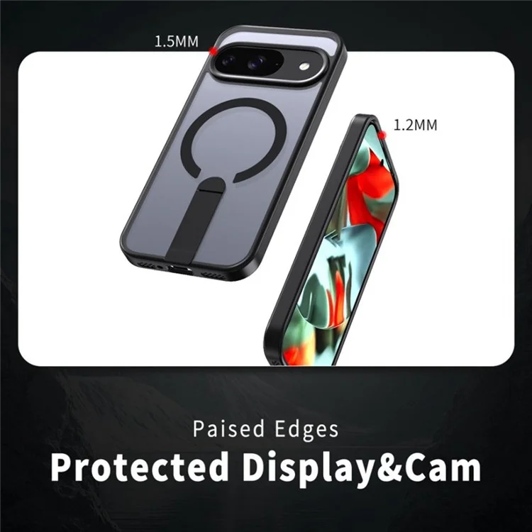 Phone Case For Google Pixel 10 / 10 Pro / 9 / 9 Pro Compatible with MagSafe Kickstand TPU + Acrylic Cover - Black