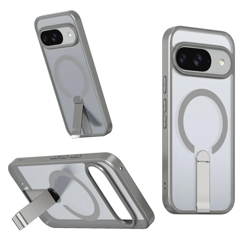 Phone Case For Google Pixel 10 / 10 Pro / 9 / 9 Pro Magnetic Case Kickstand TPU + Acrylic Cover - Titanium Grey