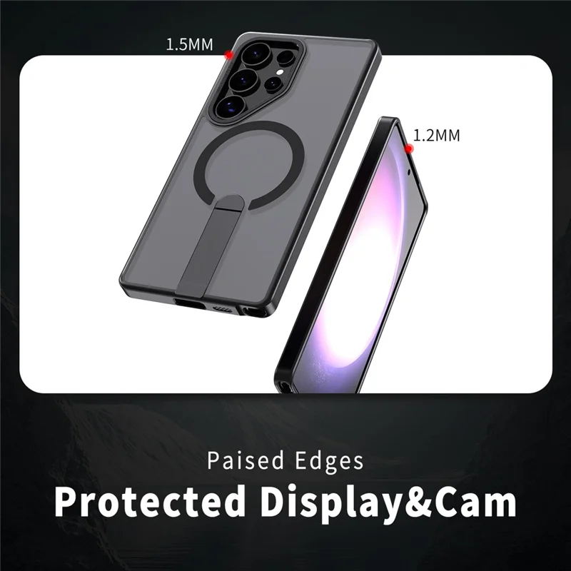 For Samsung Galaxy S24 Ultra Magnetic Case Kickstand TPU + Acrylic Phone Cover - Black