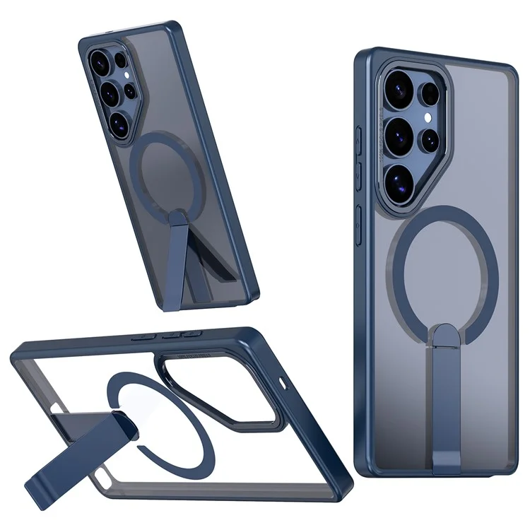 Capa para Samsung Galaxy S23 Ultra / S22 Ultra 5G Compatível com MagSafe com Suporte Dobrável TPU + Capa de Telefone em Acrílico - Azul