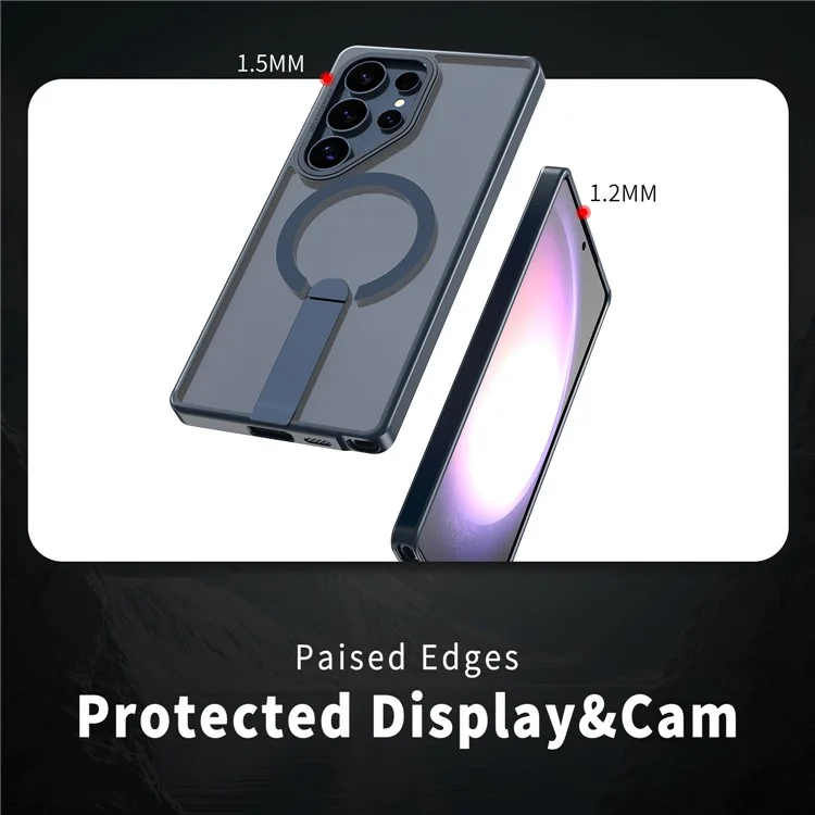 Capa para Samsung Galaxy S23 Ultra / S22 Ultra 5G Compatível com MagSafe com Suporte Dobrável TPU + Capa de Telefone em Acrílico - Azul