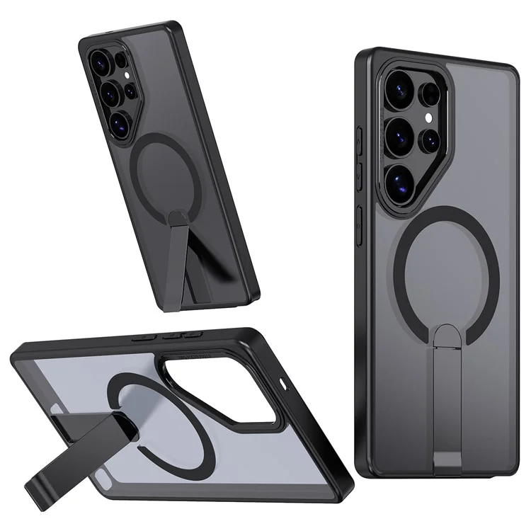 Für Samsung Galaxy S23 Ultra / S22 Ultra 5G Hülle, kompatibel mit MagSafe, mit Ständer, TPU + Acryl Handyhülle - Schwarz