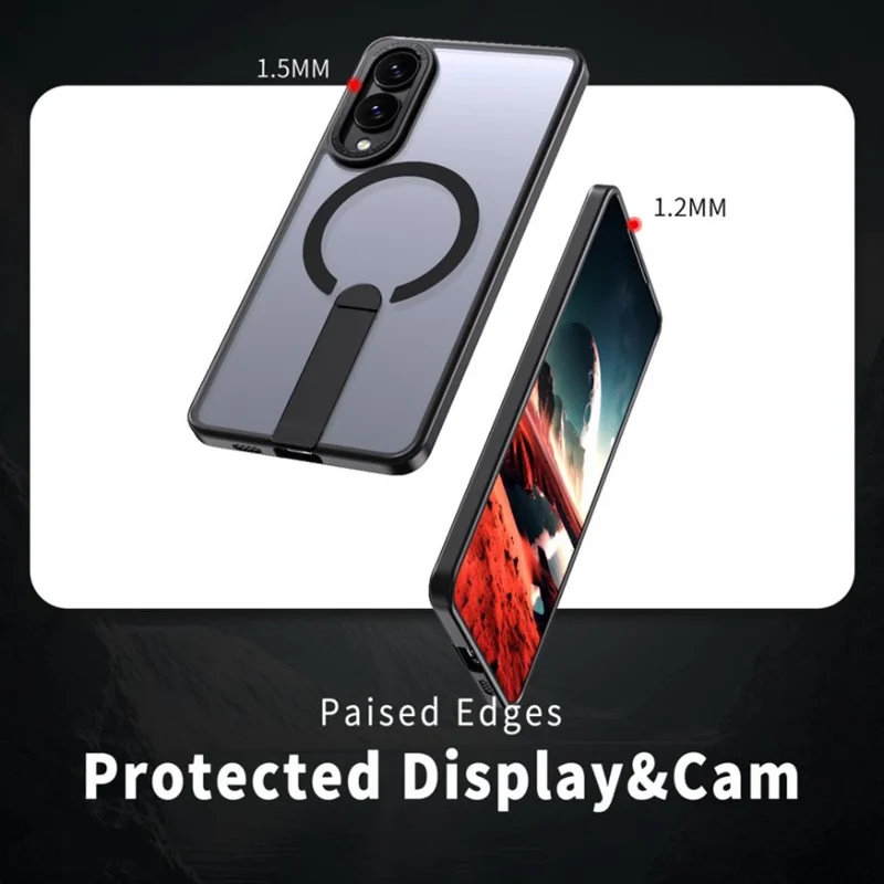 For Samsung Galaxy S25 Edge Case Compatible with MagSafe Kickstand TPU + Acrylic Phone Cover - Blue