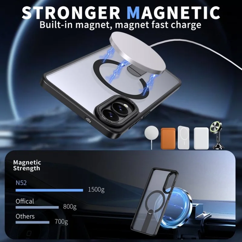 For Samsung Galaxy S25 Edge Case Compatible with MagSafe Kickstand TPU + Acrylic Phone Cover - Blue