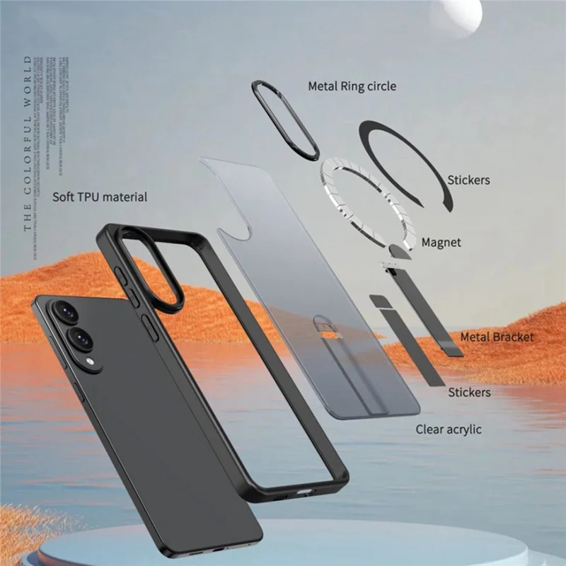 For Samsung Galaxy S25 Edge Case Compatible with MagSafe Kickstand TPU + Acrylic Phone Cover - Blue