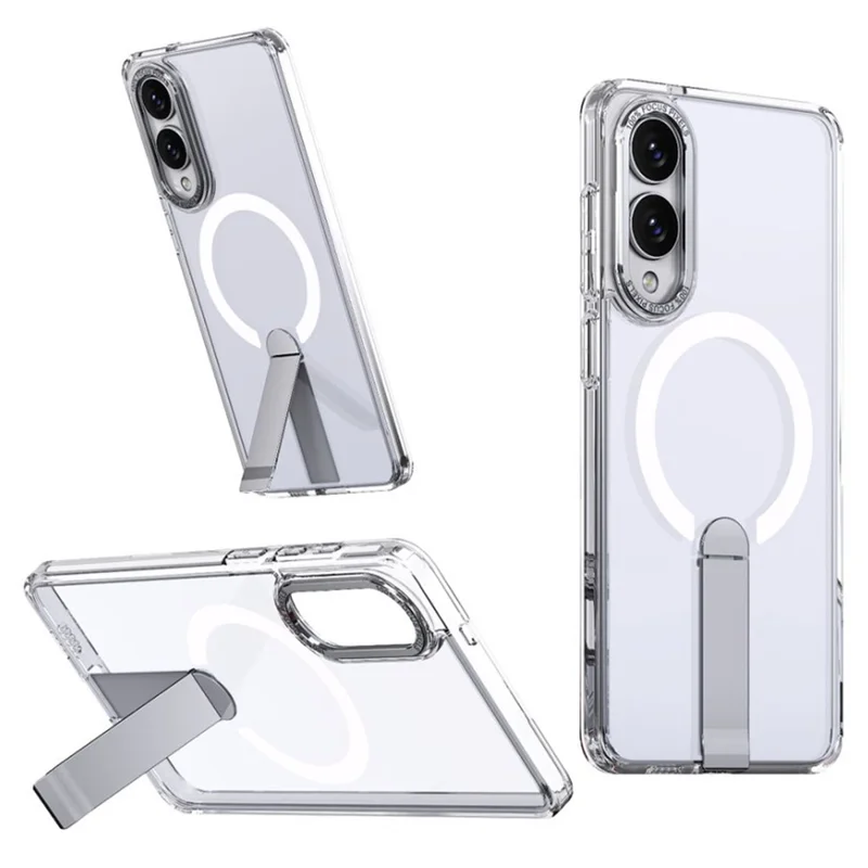 Чехол для Samsung Galaxy S25 Ultra, совместимый с MagSafe, с подставкой, из ТПУ + акрилового пластика - Прозрачный