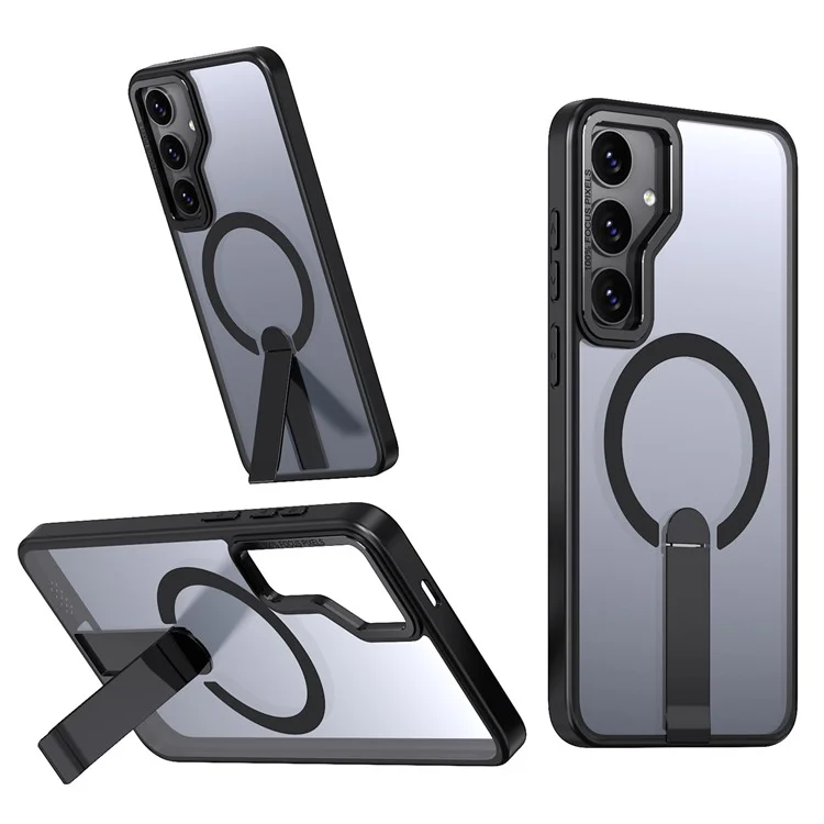 For Samsung Galaxy S24 FE Case Compatible with MagSafe Kickstand TPU + Acrylic Phone Cover - Black