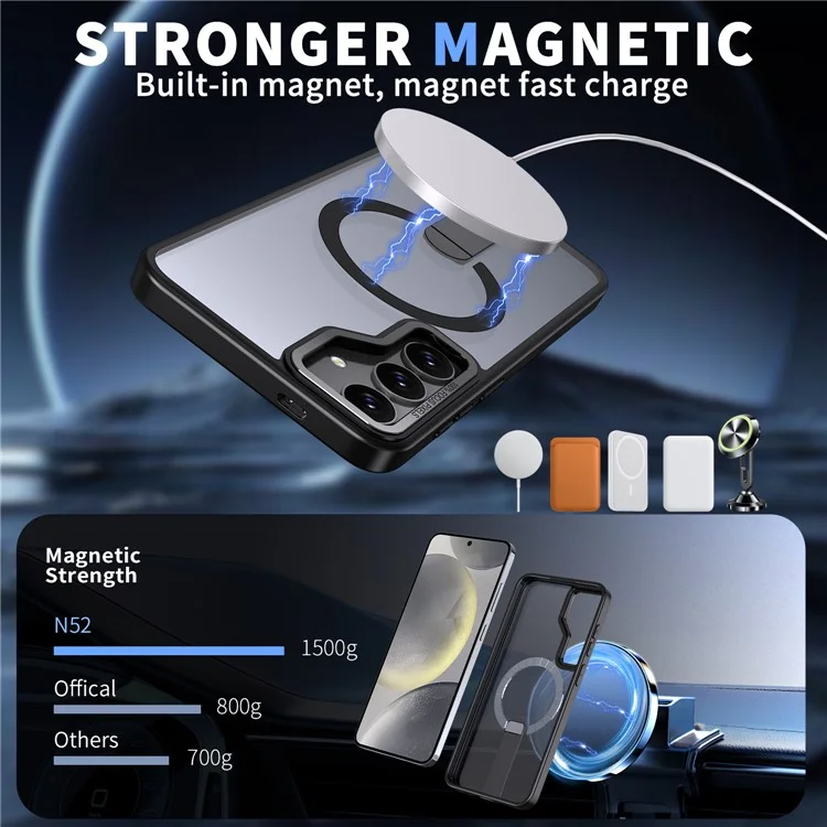 For Samsung Galaxy S24 FE Case Compatible with MagSafe Kickstand TPU + Acrylic Phone Cover - Black