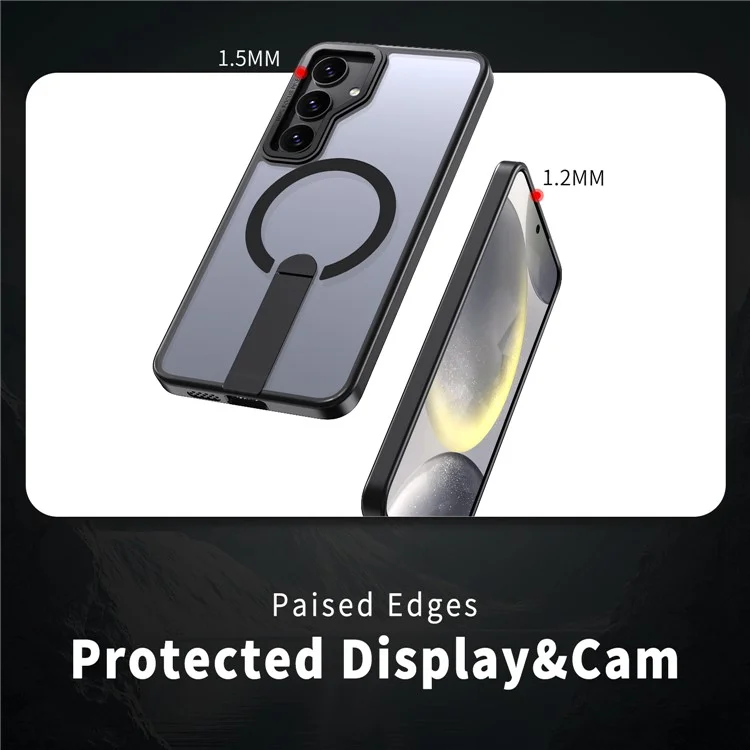 For Samsung Galaxy S24 FE Case Compatible with MagSafe Kickstand TPU + Acrylic Phone Cover - Black