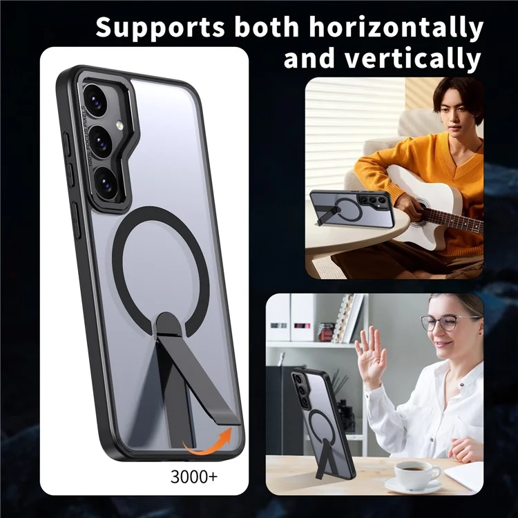 For Samsung Galaxy S24 FE Case Compatible with MagSafe Kickstand TPU + Acrylic Phone Cover - Black