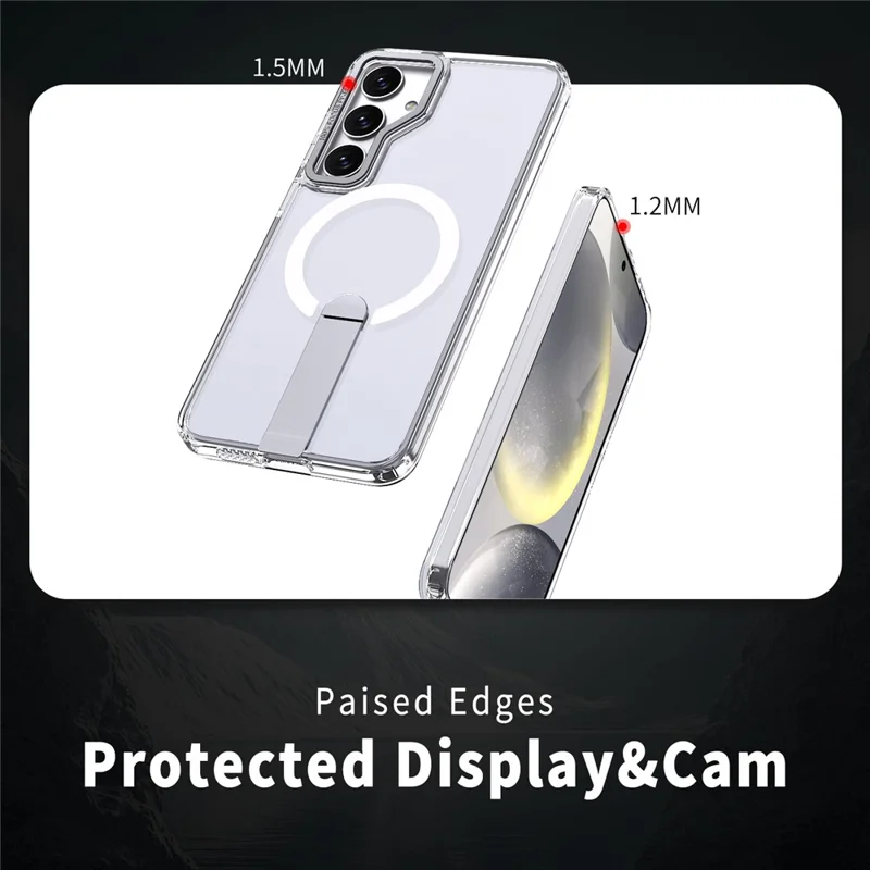 For Samsung Galaxy S24 FE Magnetic Case Kickstand TPU + Acrylic Phone Cover - Transparent