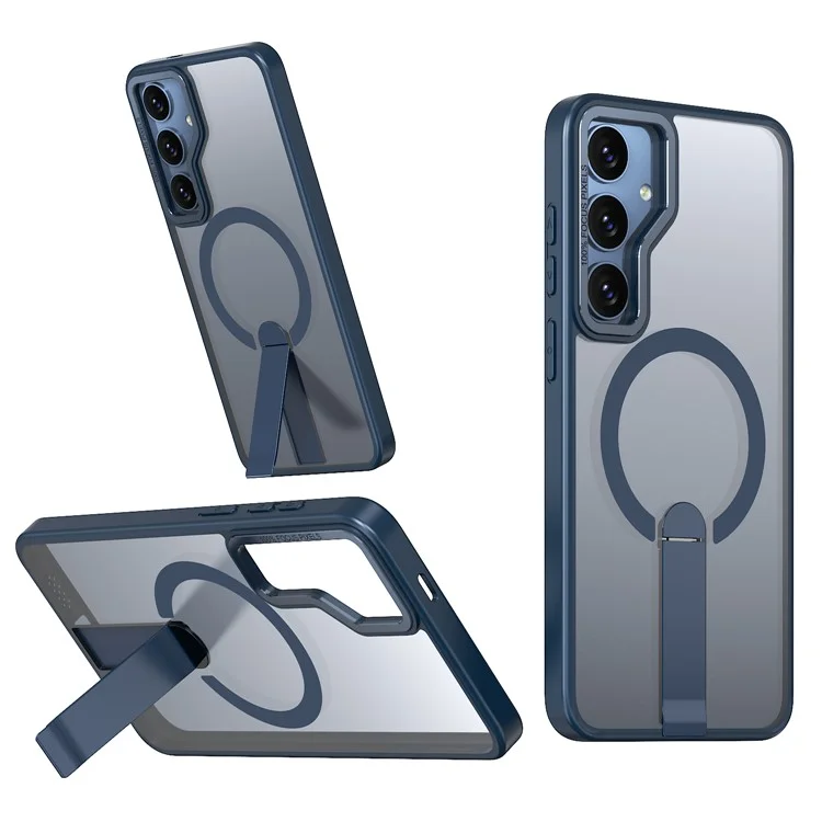 Чехол для Samsung Galaxy S25 / S24, совместимый с MagSafe, с подставкой, из термопластичного полиуретана + акриловый чехол для телефона - Синий