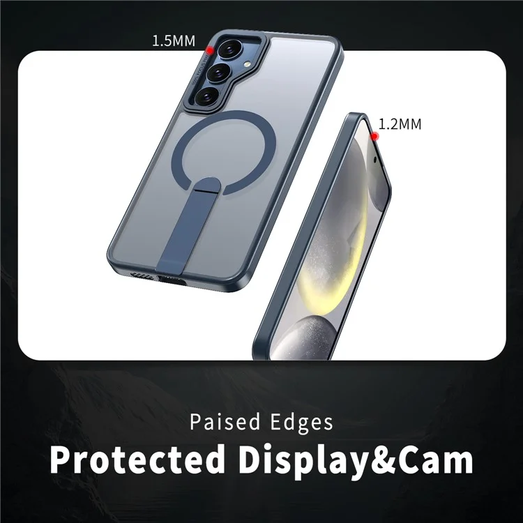 Чехол для Samsung Galaxy S25 / S24, совместимый с MagSafe, с подставкой, из термопластичного полиуретана + акриловый чехол для телефона - Синий