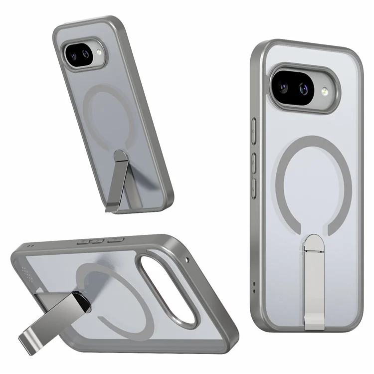 Für Google Pixel 9a-Hülle kompatibel mit MagSafe-Ständer TPU + Acryl-Handyhülle - Titanium Grey