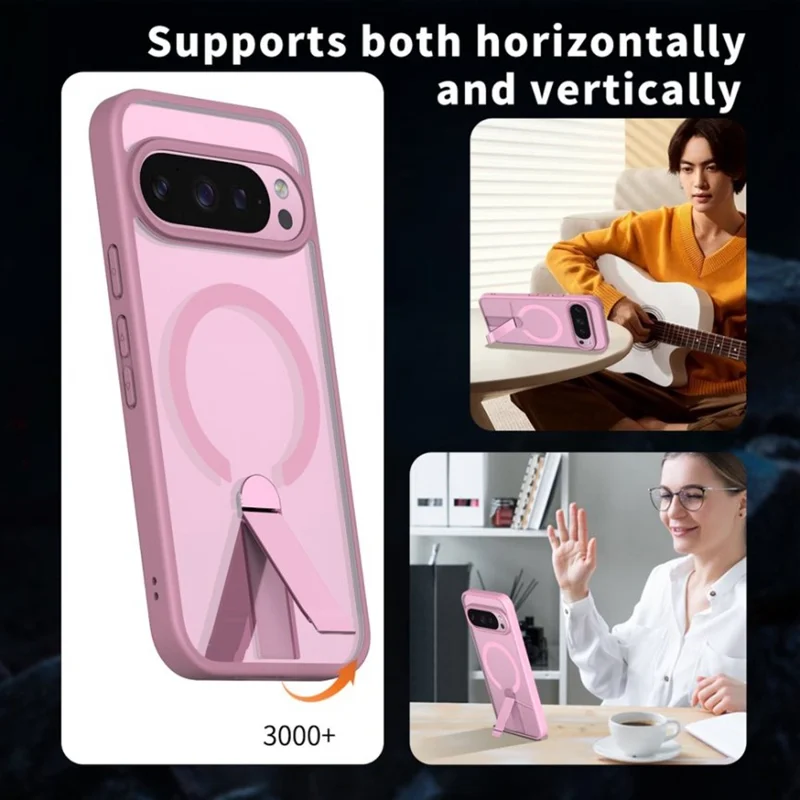 For Google Pixel 10 Pro XL / 9 Pro XL Case Compatible with MagSafe Kickstand TPU + Acrylic Phone Cover - Pink