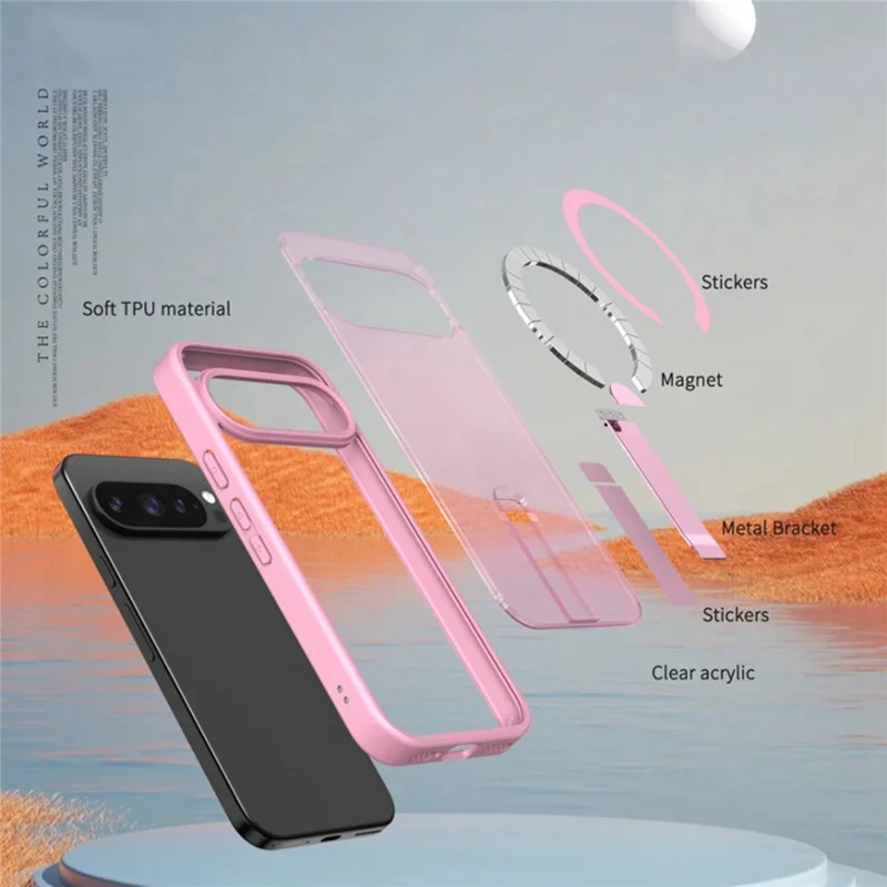For Google Pixel 10 Pro XL / 9 Pro XL Case Compatible with MagSafe Kickstand TPU + Acrylic Phone Cover - Pink