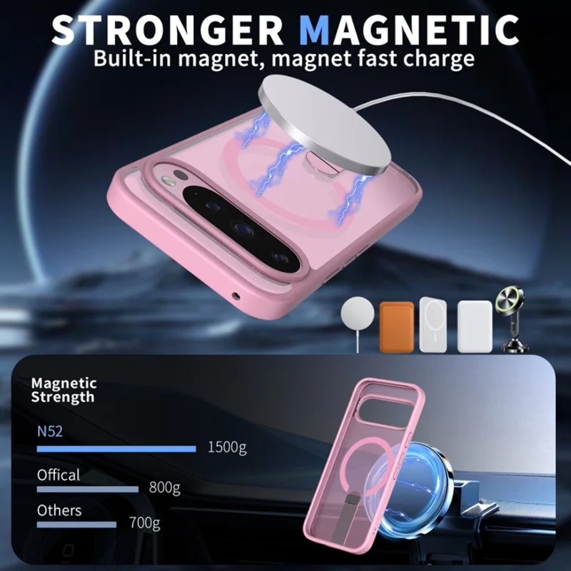 For Google Pixel 10 Pro XL / 9 Pro XL Case Compatible with MagSafe Kickstand TPU + Acrylic Phone Cover - Pink