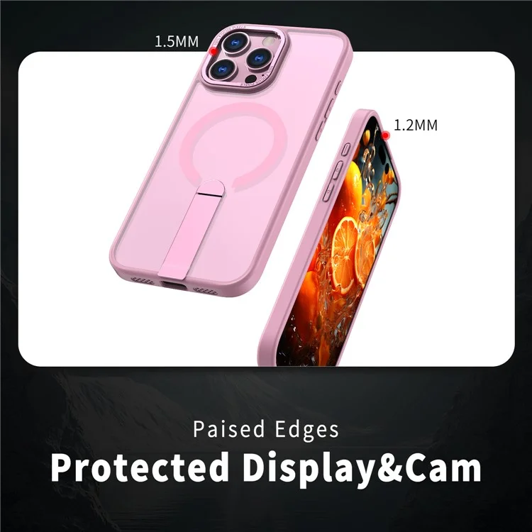 For iPhone 16 Pro Case Compatible with MagSafe Kickstand TPU + Acrylic Phone Cover - Pink
