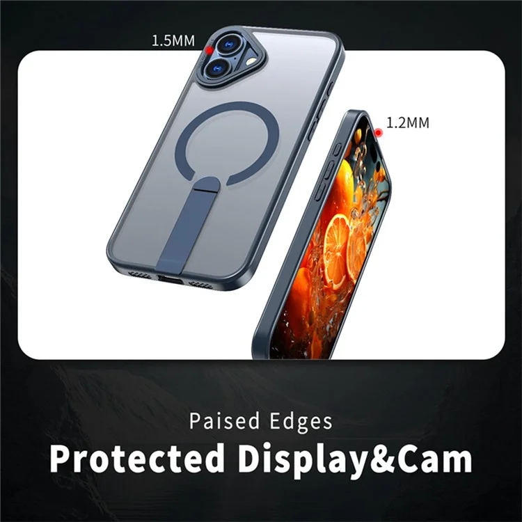 For iPhone 16 Plus Case Compatible with MagSafe Kickstand TPU + Acrylic Phone Cover - Blue