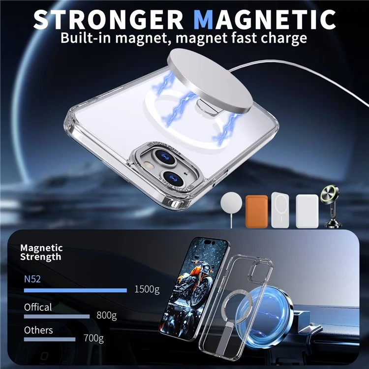 For iPhone 15 Case Compatible with MagSafe Kickstand TPU + Acrylic Phone Cover - Transparent