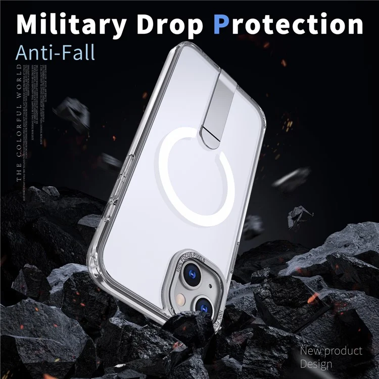 For iPhone 15 Case Compatible with MagSafe Kickstand TPU + Acrylic Phone Cover - Transparent