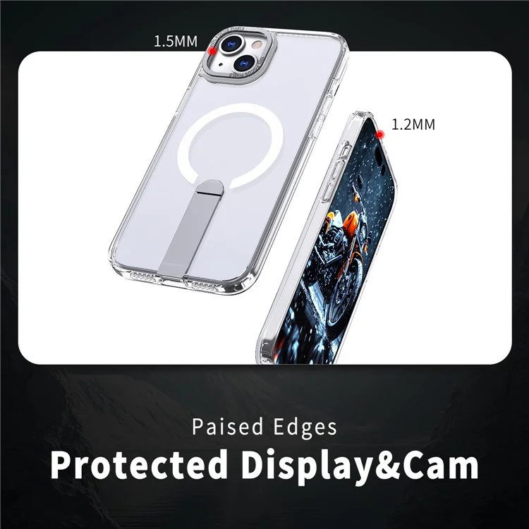 For iPhone 15 Case Compatible with MagSafe Kickstand TPU + Acrylic Phone Cover - Transparent