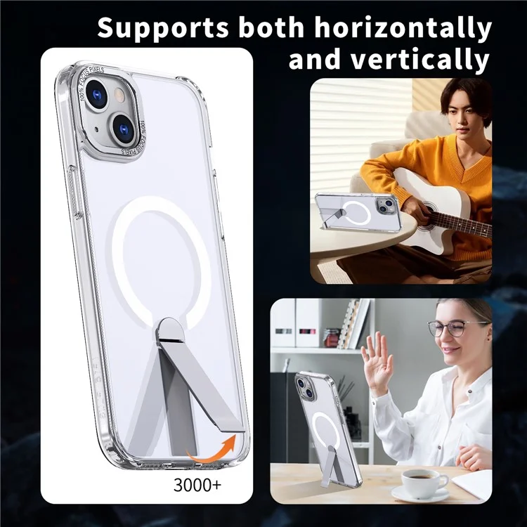 For iPhone 15 Case Compatible with MagSafe Kickstand TPU + Acrylic Phone Cover - Transparent