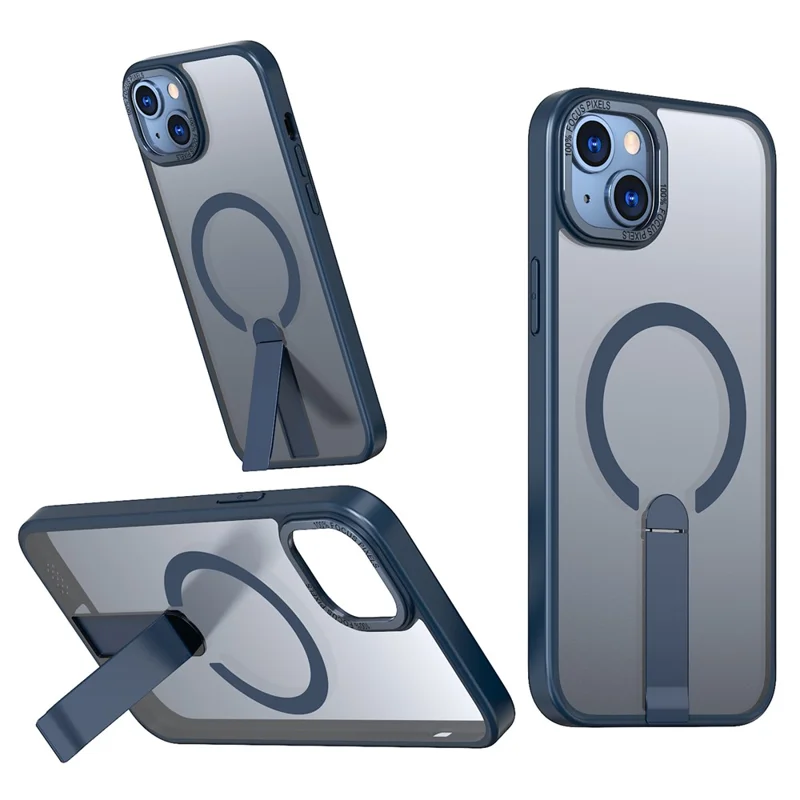 For iPhone 15 Plus Case Compatible with MagSafe Kickstand TPU + Acrylic Phone Cover - Blue