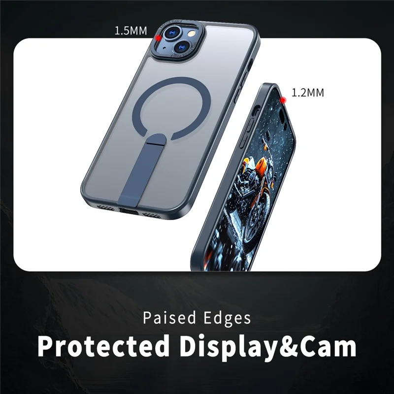 Funda para iPhone 14 / 13 Compatible con MagSafe con Soporte Plegable de TPU + Acrílico - Azul