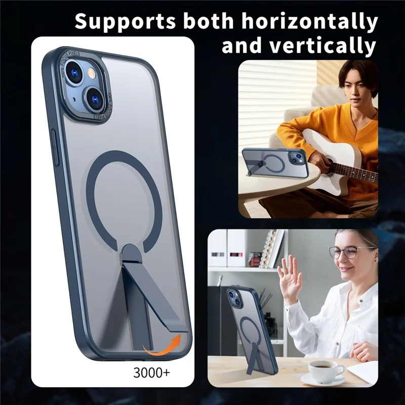 Funda para iPhone 14 / 13 Compatible con MagSafe con Soporte Plegable de TPU + Acrílico - Azul