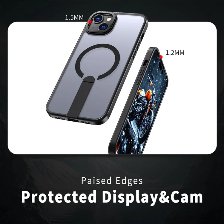 For iPhone 14 Plus Case Compatible with MagSafe Kickstand TPU + Acrylic Phone Cover - Black