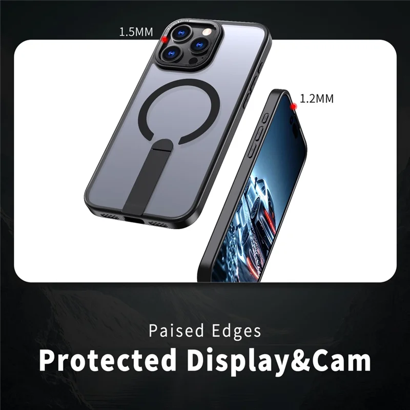 Étui pour iPhone 14 Pro Max compatible avec MagSafe Support de charge TPU + Coque de téléphone en acrylique - Noir