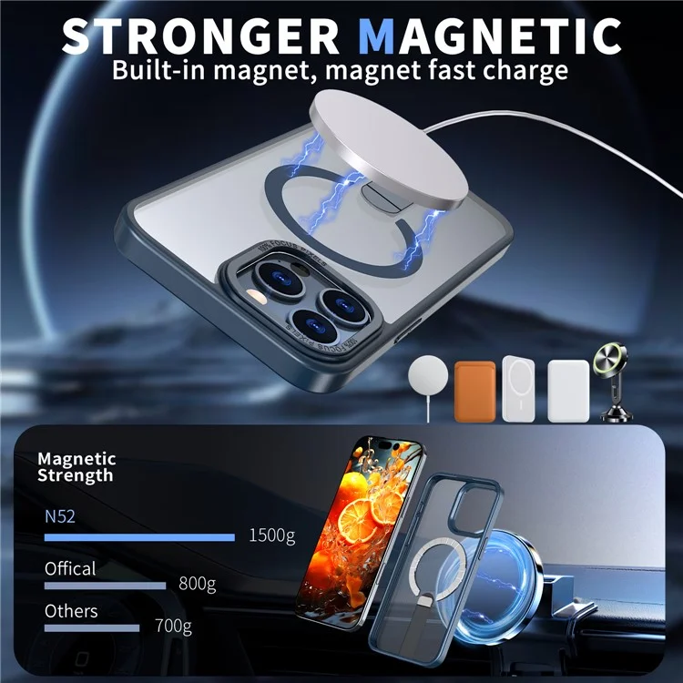 Étui compatible MagSafe avec support pour iPhone 13 Pro Max / 12 Pro Max - Bleu