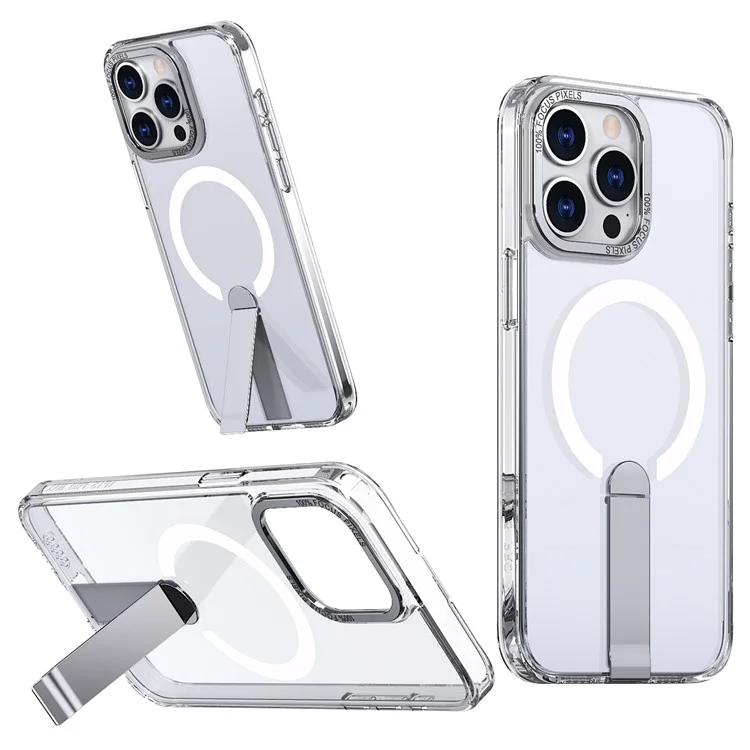 For iPhone 13 Pro Max  /  12 Pro Max Case Compatible with MagSafe Kickstand TPU + Acrylic Phone Cover - Transparent